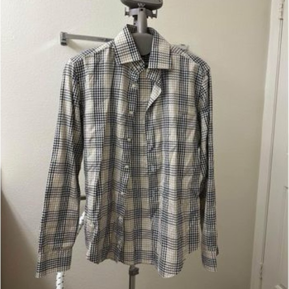 Zara Man Limited Edition Plaid Long Sleeve Button Up with Collared Neck Size M